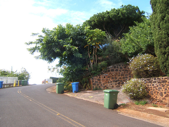 driveway with evil stone wall