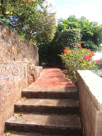 up the stairs